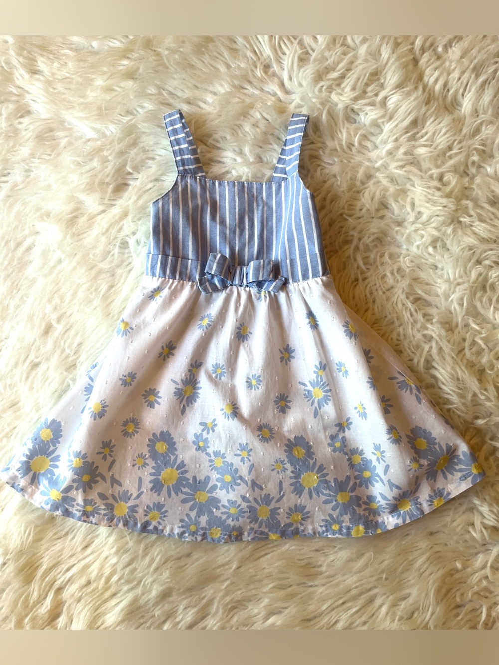 Penelope Mack Blue and White Daisy Sundress with Bow